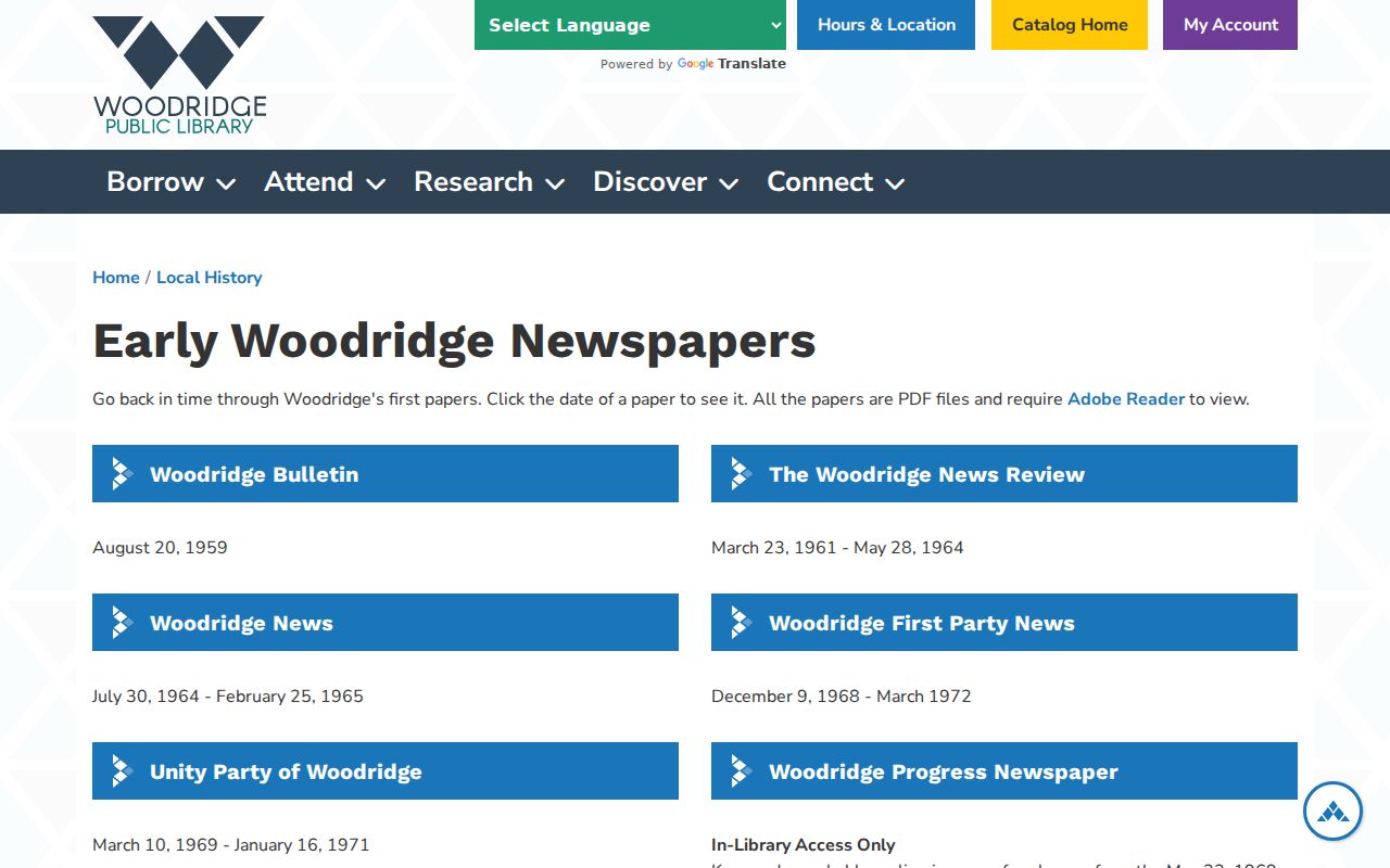 Woodridge city directory companion list of early local newspaper titles