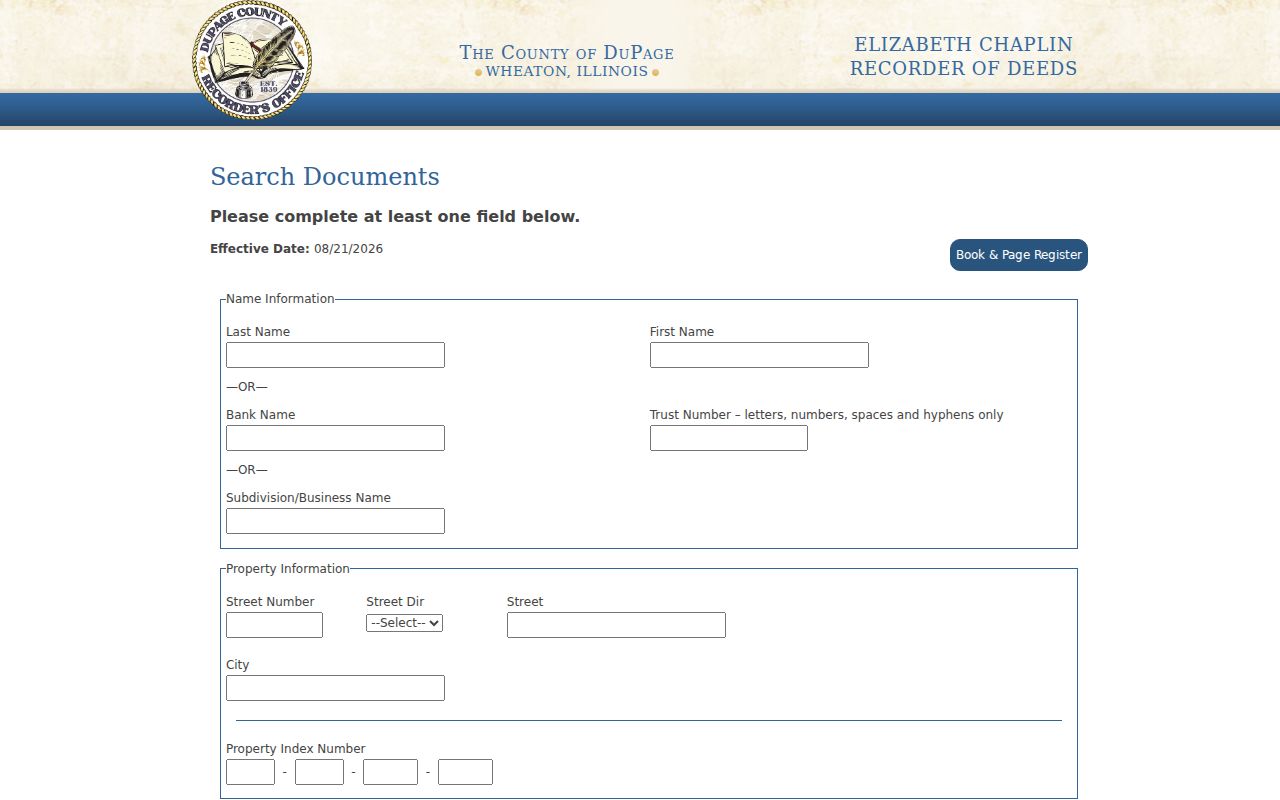 Woodridge street directory DuPage Recorder deed index